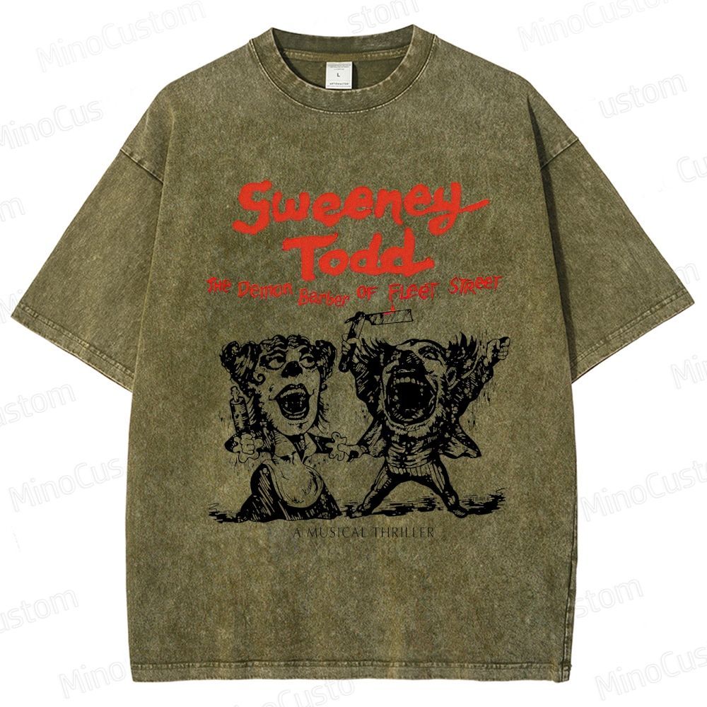 Sweeney Todd: The Demon Barber of Fleet Street Character & Title Graphic Washed Vintage T - Shirt