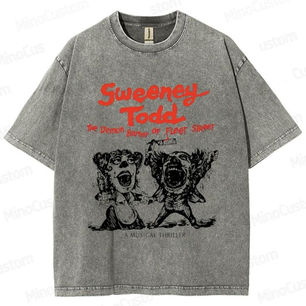 Sweeney Todd: The Demon Barber of Fleet Street Character & Title Graphic Washed Vintage T - Shirt