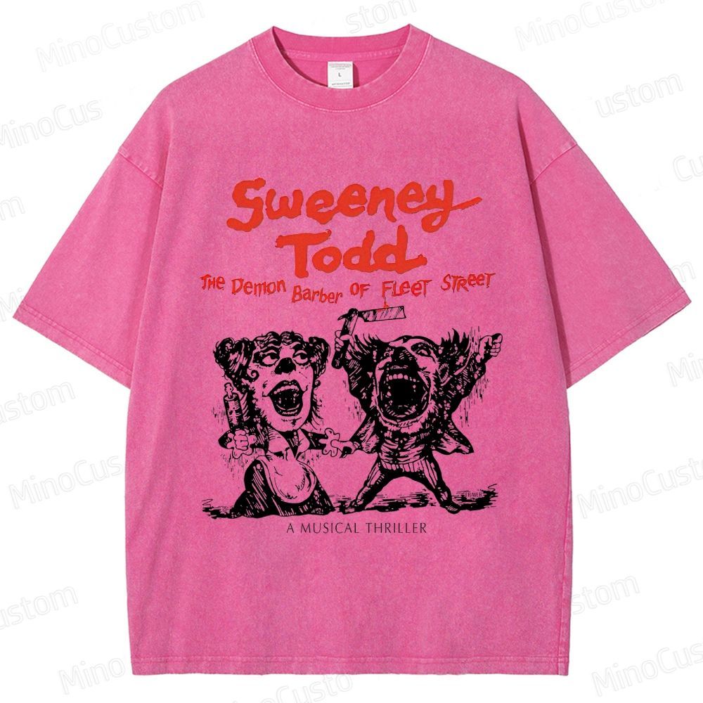 Sweeney Todd: The Demon Barber of Fleet Street Character & Title Graphic Washed Vintage T - Shirt