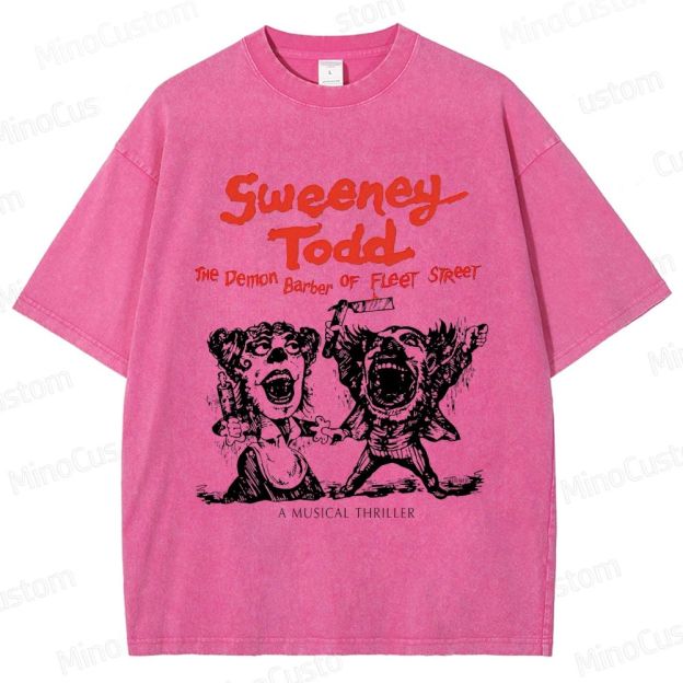 Sweeney Todd: The Demon Barber of Fleet Street Character & Title Graphic Washed Vintage T - Shirt