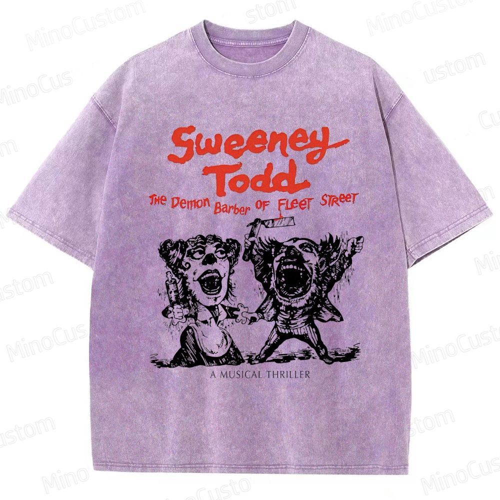 Sweeney Todd: The Demon Barber of Fleet Street Character & Title Graphic Washed Vintage T - Shirt