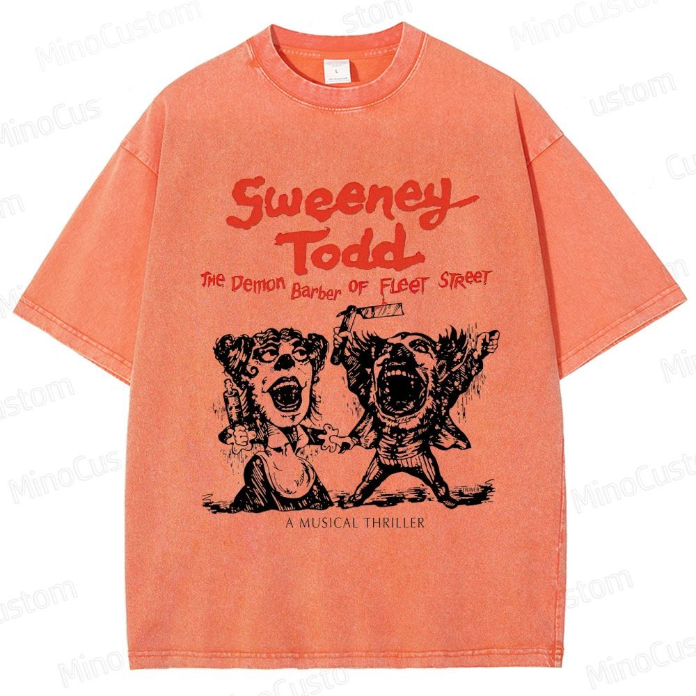 Sweeney Todd: The Demon Barber of Fleet Street Character & Title Graphic Washed Vintage T - Shirt