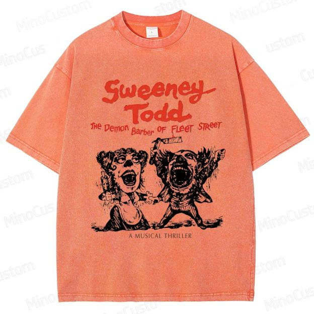 Sweeney Todd: The Demon Barber of Fleet Street Character & Title Graphic Washed Vintage T - Shirt