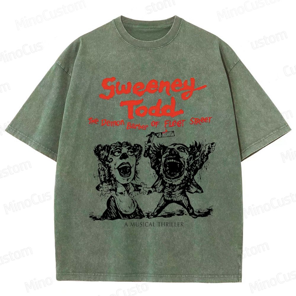 Sweeney Todd: The Demon Barber of Fleet Street Character & Title Graphic Washed Vintage T - Shirt