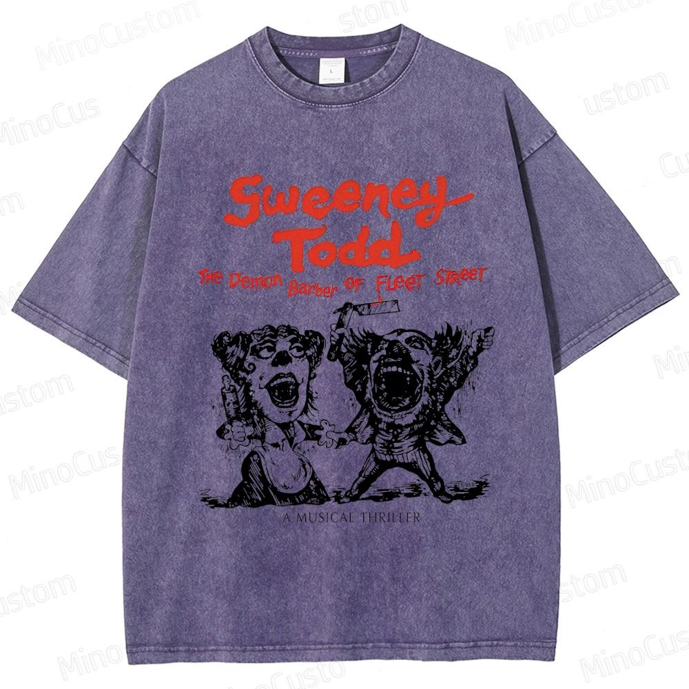 Sweeney Todd: The Demon Barber of Fleet Street Character & Title Graphic Washed Vintage T - Shirt