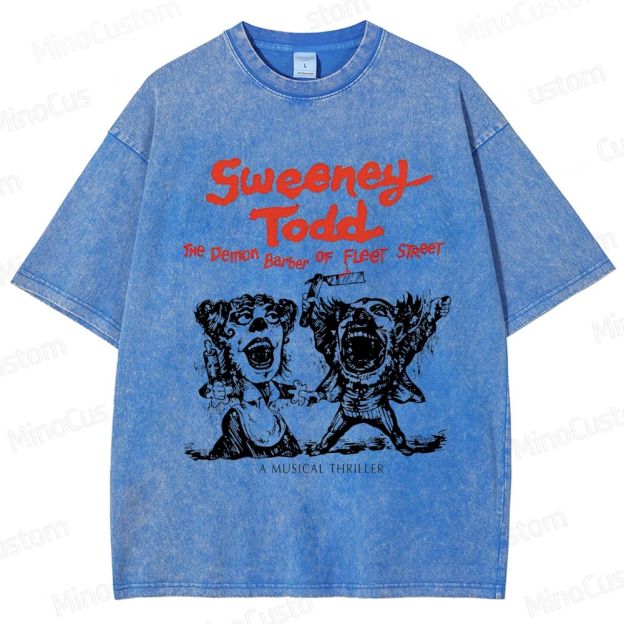 Sweeney Todd: The Demon Barber of Fleet Street Character & Title Graphic Washed Vintage T - Shirt