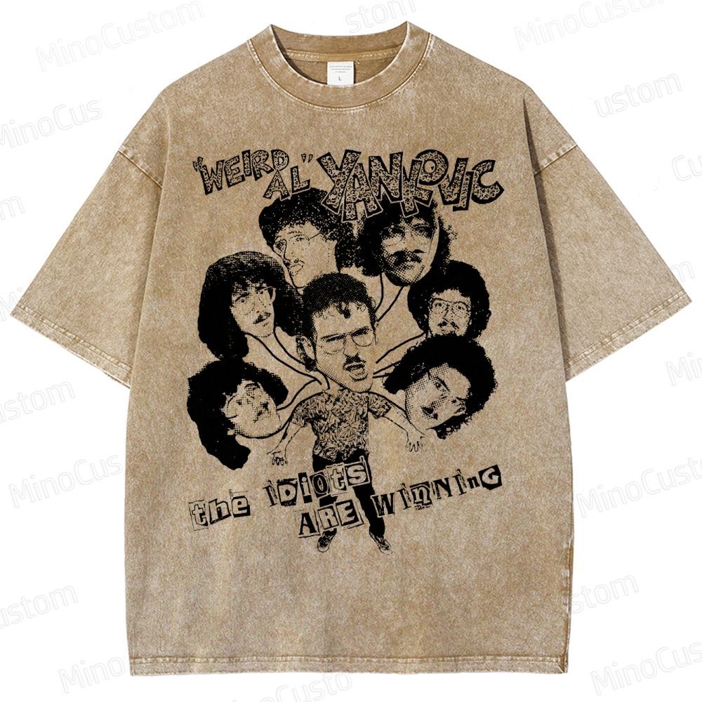 Weird Al Shirt (Sand) Funny 80s Comedy Satire  Washed T-Shirt 