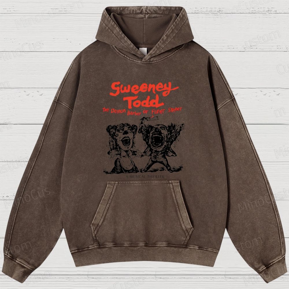 Sweeney Todd: The Demon Barber of Fleet Street Character & Title Graphic Washed Vintage Hoodie