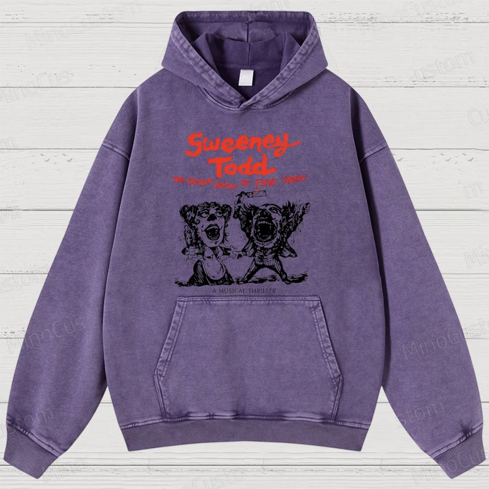 Sweeney Todd: The Demon Barber of Fleet Street Character & Title Graphic Washed Vintage Hoodie