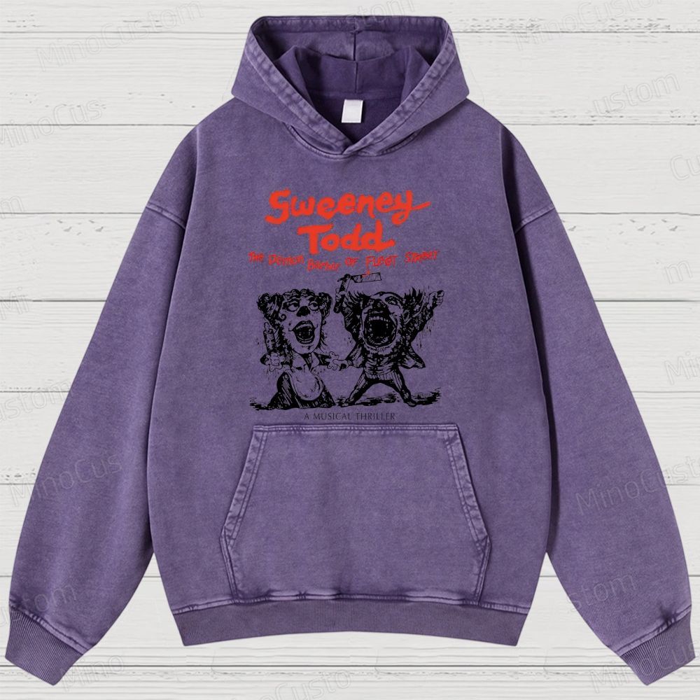 Sweeney Todd: The Demon Barber of Fleet Street Character & Title Graphic Washed Vintage Hoodie