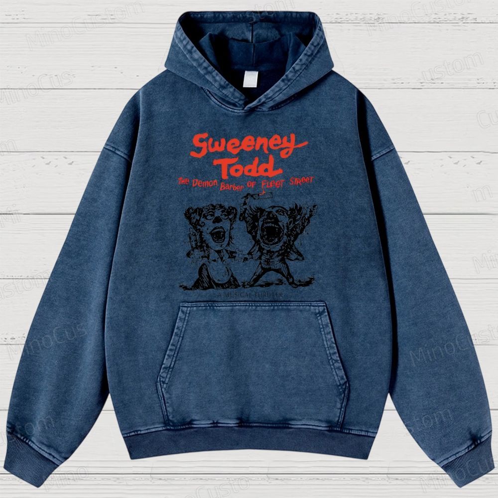Sweeney Todd: The Demon Barber of Fleet Street Character & Title Graphic Washed Vintage Hoodie