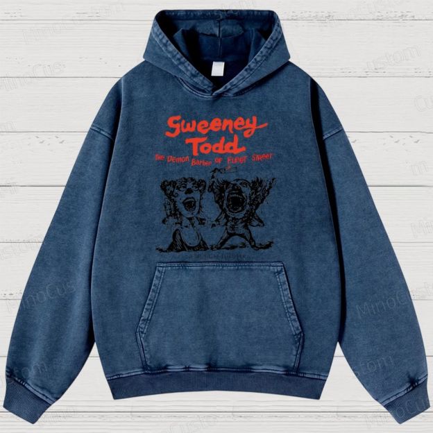 Sweeney Todd: The Demon Barber of Fleet Street Character & Title Graphic Washed Vintage Hoodie