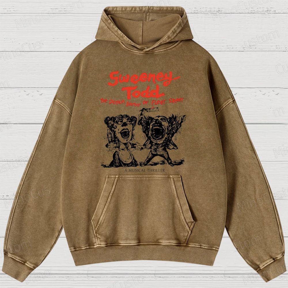 Sweeney Todd: The Demon Barber of Fleet Street Character & Title Graphic Washed Vintage Hoodie