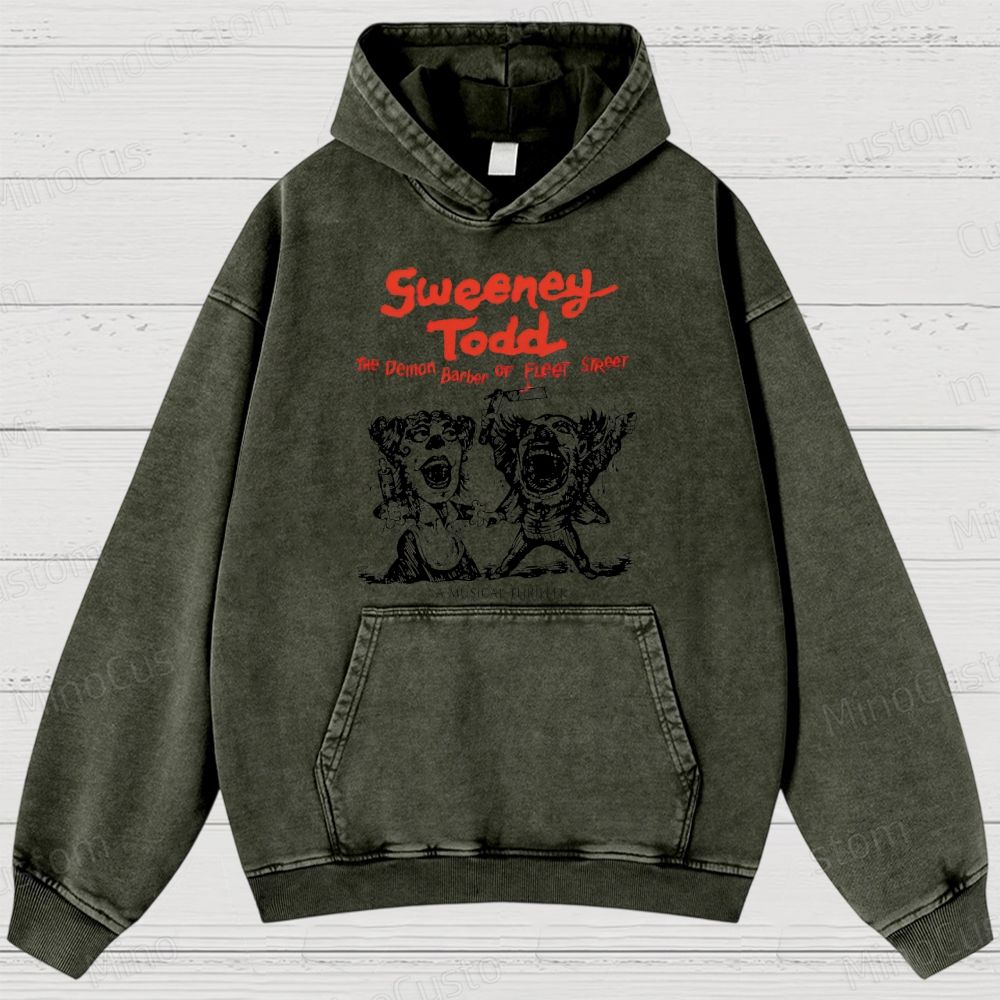 Sweeney Todd: The Demon Barber of Fleet Street Character & Title Graphic Washed Vintage Hoodie