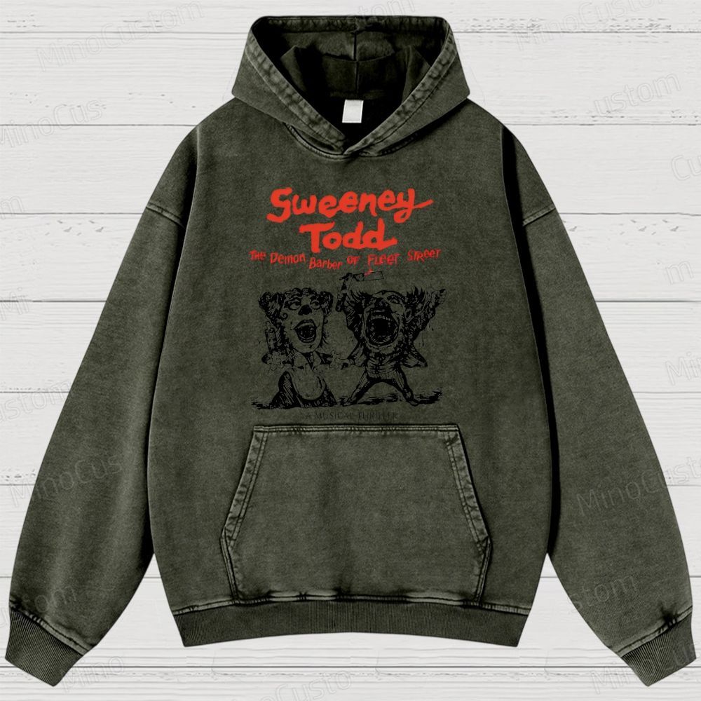 Sweeney Todd: The Demon Barber of Fleet Street Character & Title Graphic Washed Vintage Hoodie