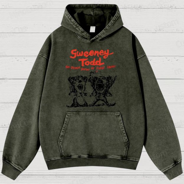 Sweeney Todd: The Demon Barber of Fleet Street Character & Title Graphic Washed Vintage Hoodie