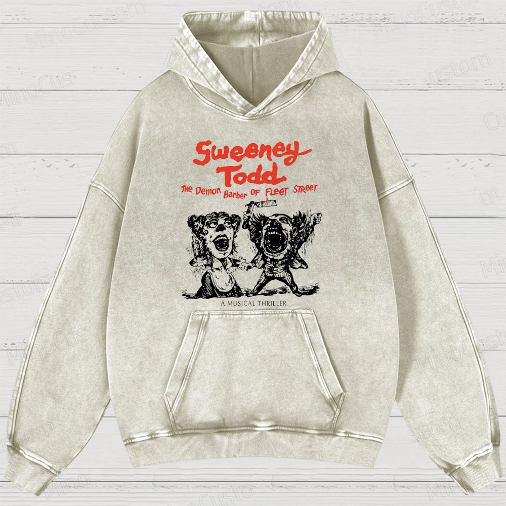 Sweeney Todd: The Demon Barber of Fleet Street Character & Title Graphic Washed Vintage Hoodie
