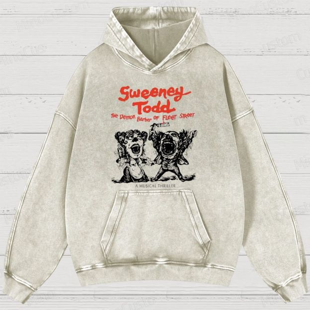 Sweeney Todd: The Demon Barber of Fleet Street Character & Title Graphic Washed Vintage Hoodie