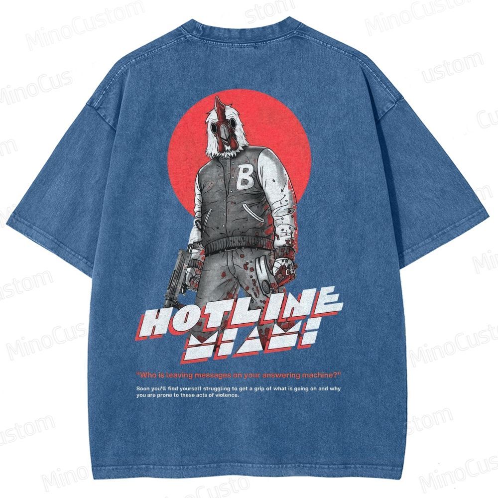 Retro Violence Aesthetic with Masked Rooster & 1989 Washed T-Shirt 