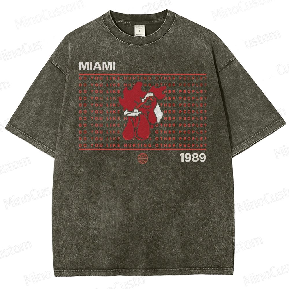 Retro Violence Aesthetic with Masked Rooster & 1989 Washed T-Shirt 