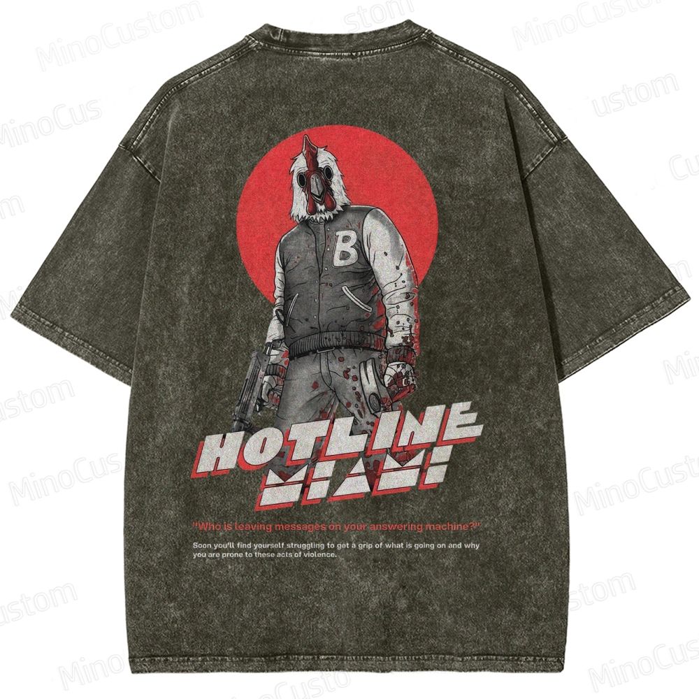 Retro Violence Aesthetic with Masked Rooster & 1989 Washed T-Shirt 