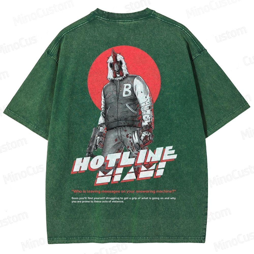 Retro Violence Aesthetic with Masked Rooster & 1989 Washed T-Shirt 