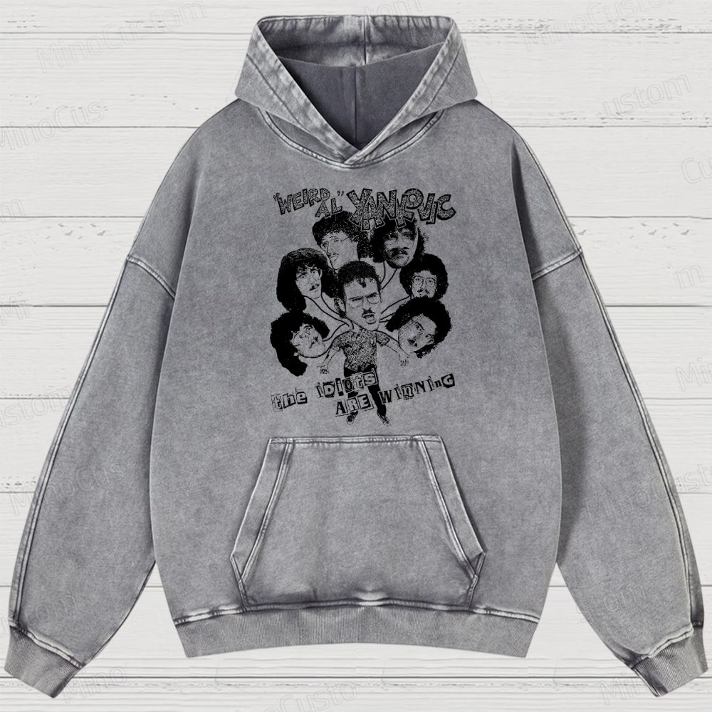 Weird Al Shirt (Sand) Funny 80s Comedy Satire Washed Hoodies 