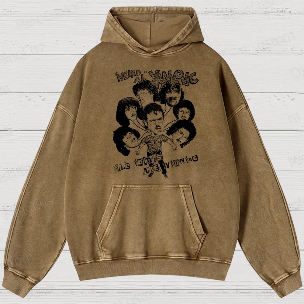 Weird Al Shirt (Sand) Funny 80s Comedy Satire Washed Hoodies 