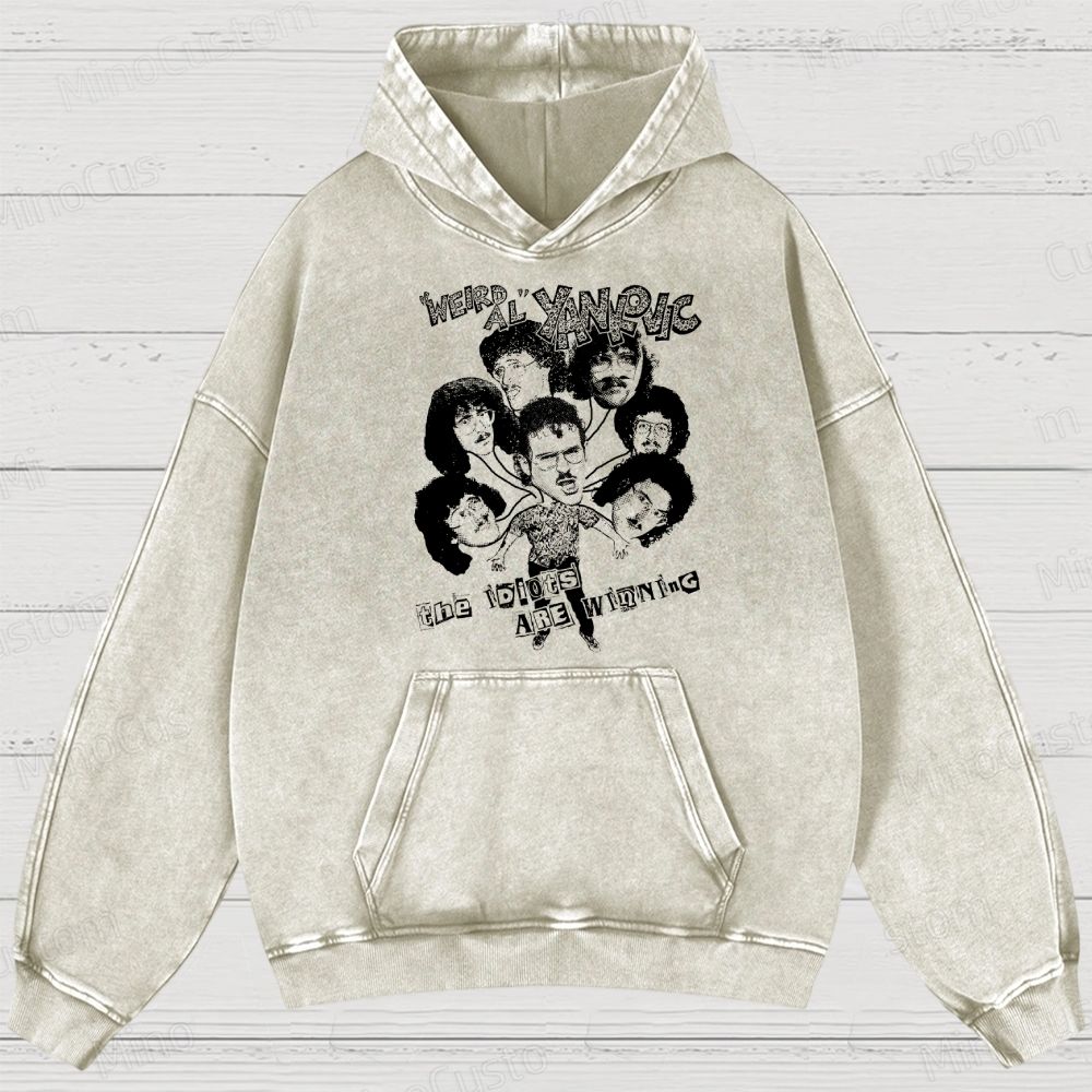 Weird Al Shirt (Sand) Funny 80s Comedy Satire Washed Hoodies 