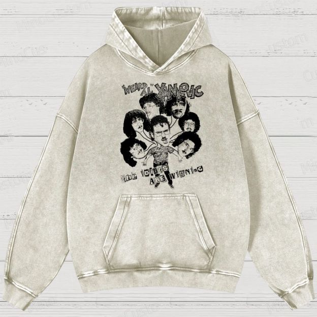 Weird Al Shirt (Sand) Funny 80s Comedy Satire Washed Hoodies 