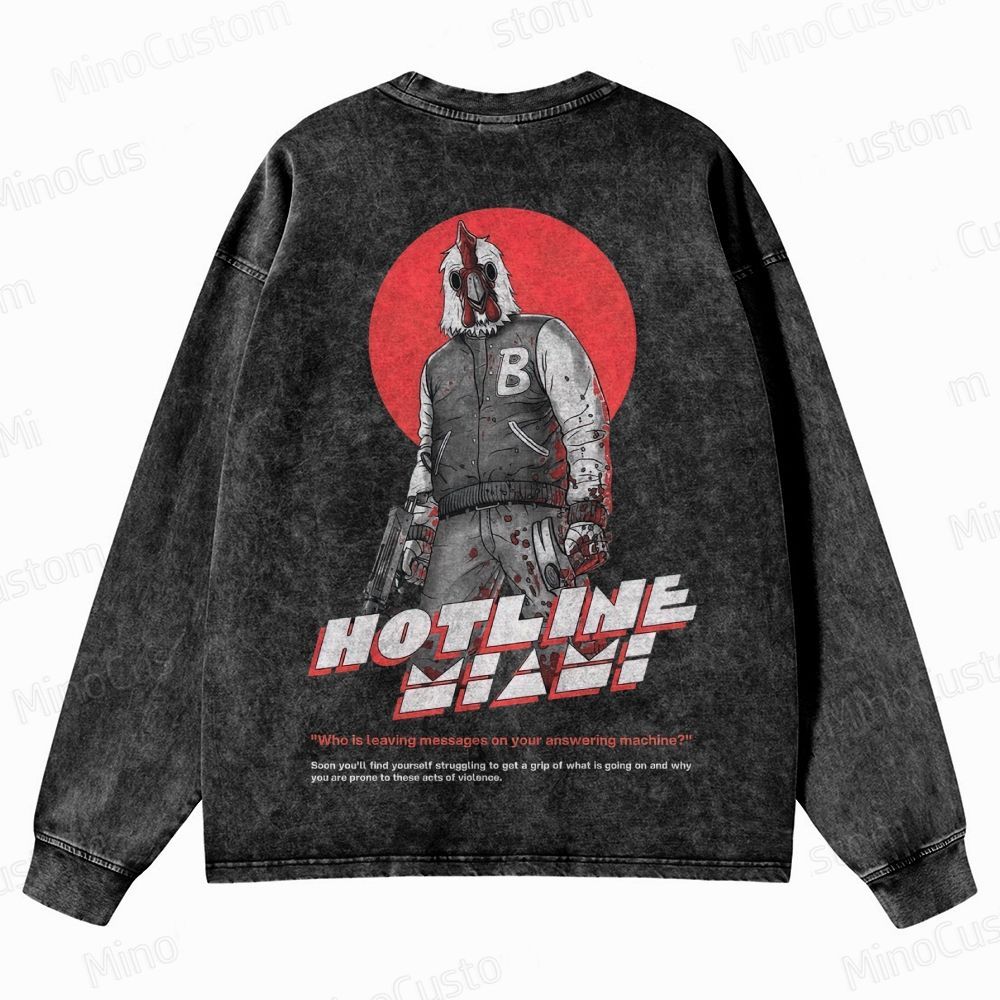 Retro Violence Aesthetic with Masked Rooster & 1989 Crewneck Washed Sweatshirt