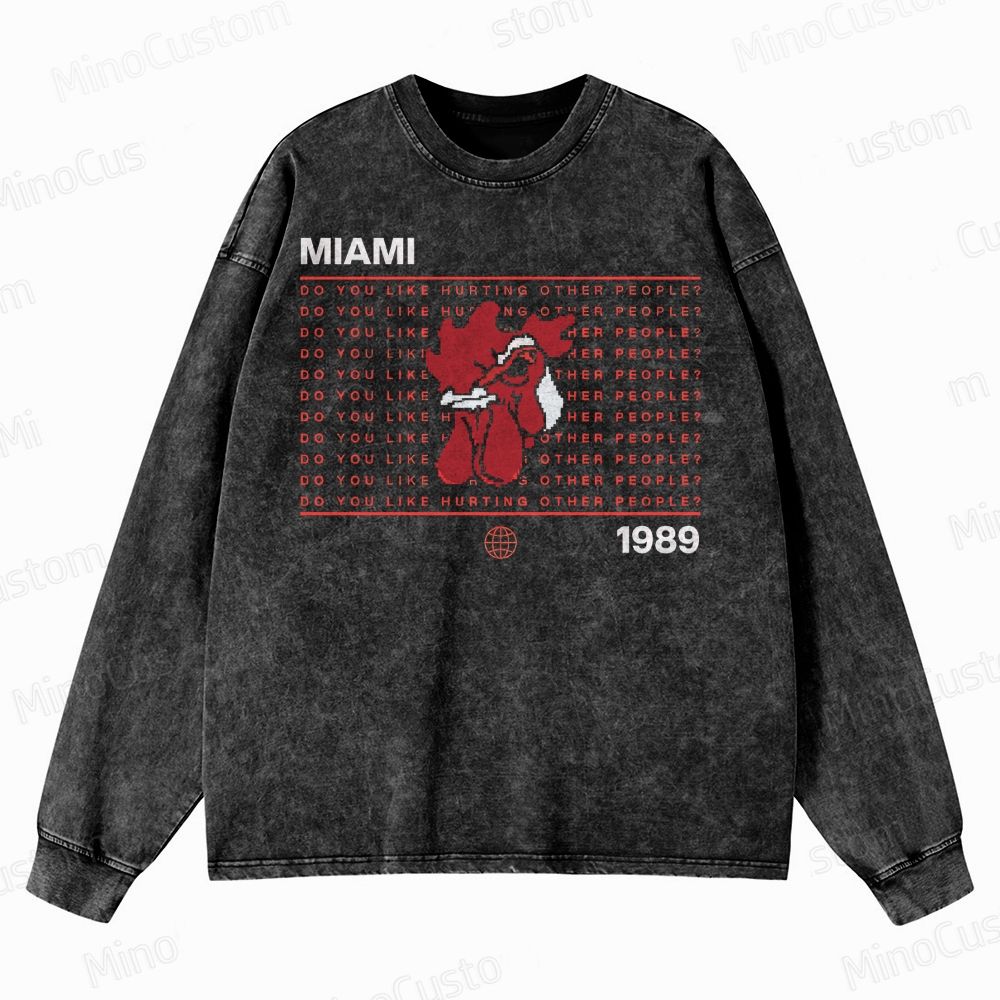 Retro Violence Aesthetic with Masked Rooster & 1989 Crewneck Washed Sweatshirt