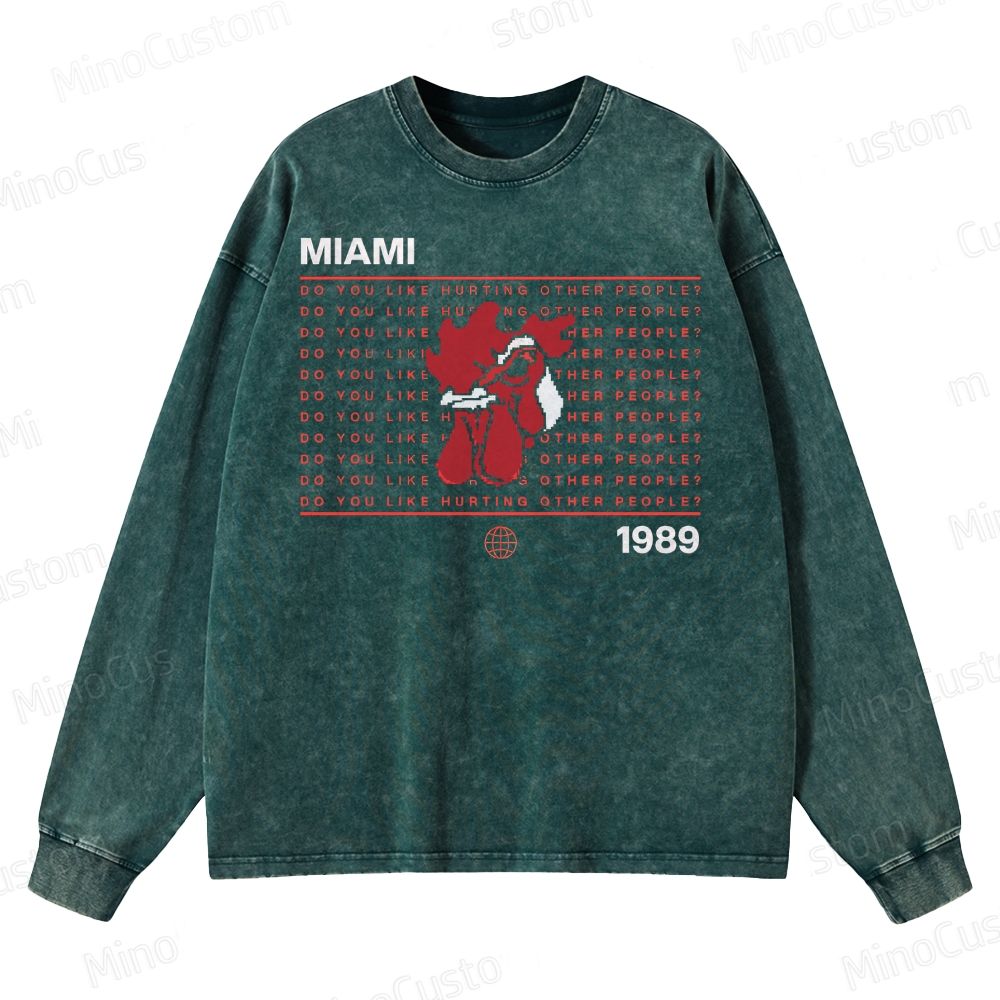 Retro Violence Aesthetic with Masked Rooster & 1989 Crewneck Washed Sweatshirt