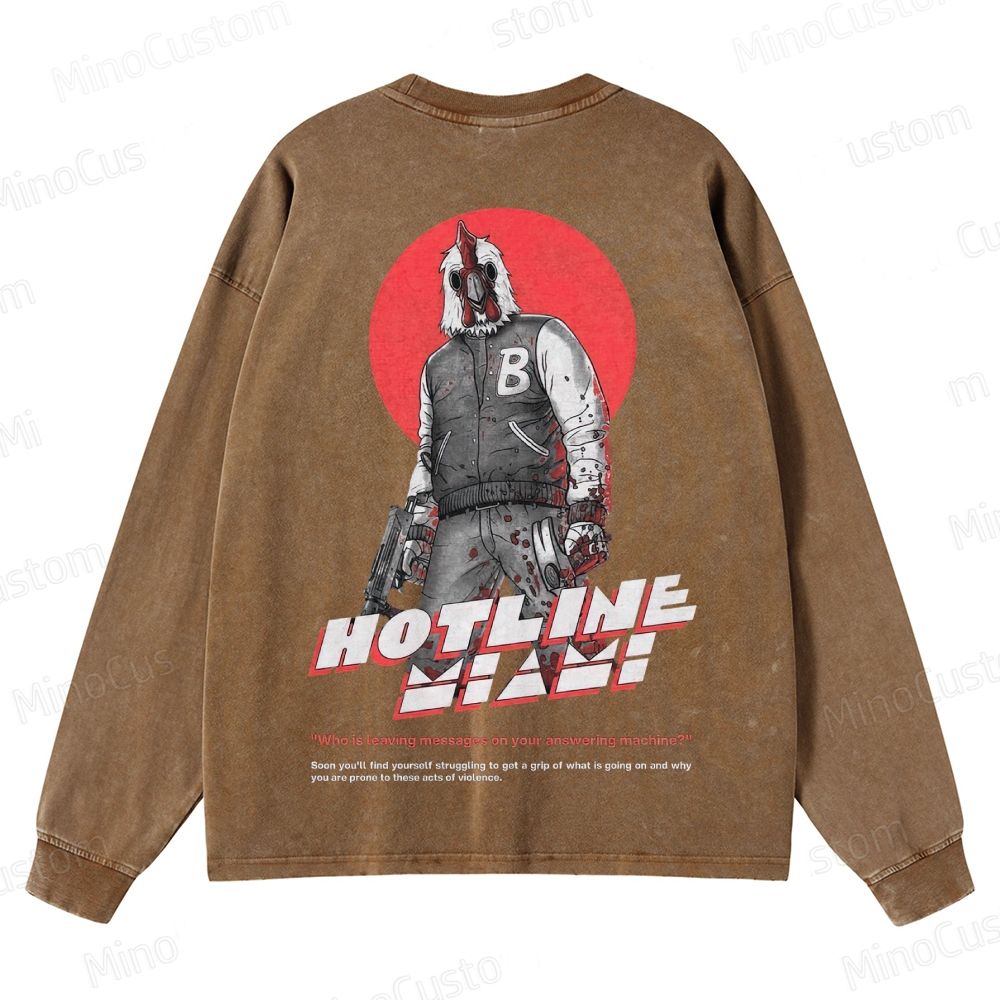 Retro Violence Aesthetic with Masked Rooster & 1989 Crewneck Washed Sweatshirt