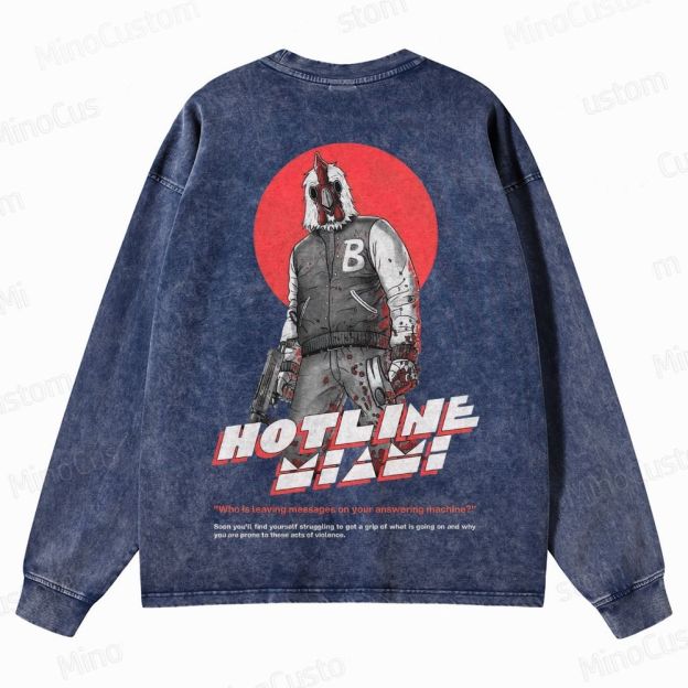 Retro Violence Aesthetic with Masked Rooster & 1989 Crewneck Washed Sweatshirt