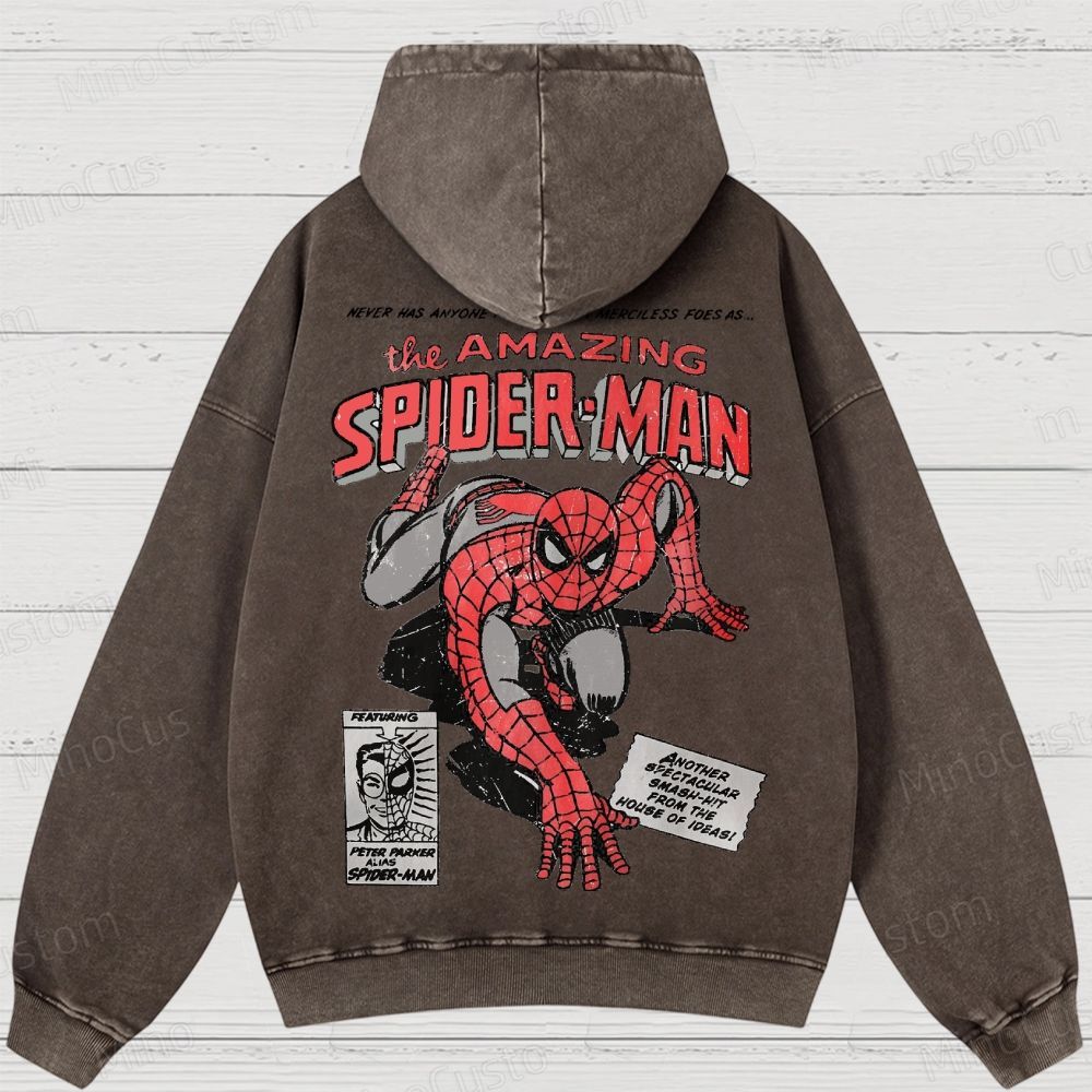 Vintage 90s Spider-Man Comic Washed Hoodies