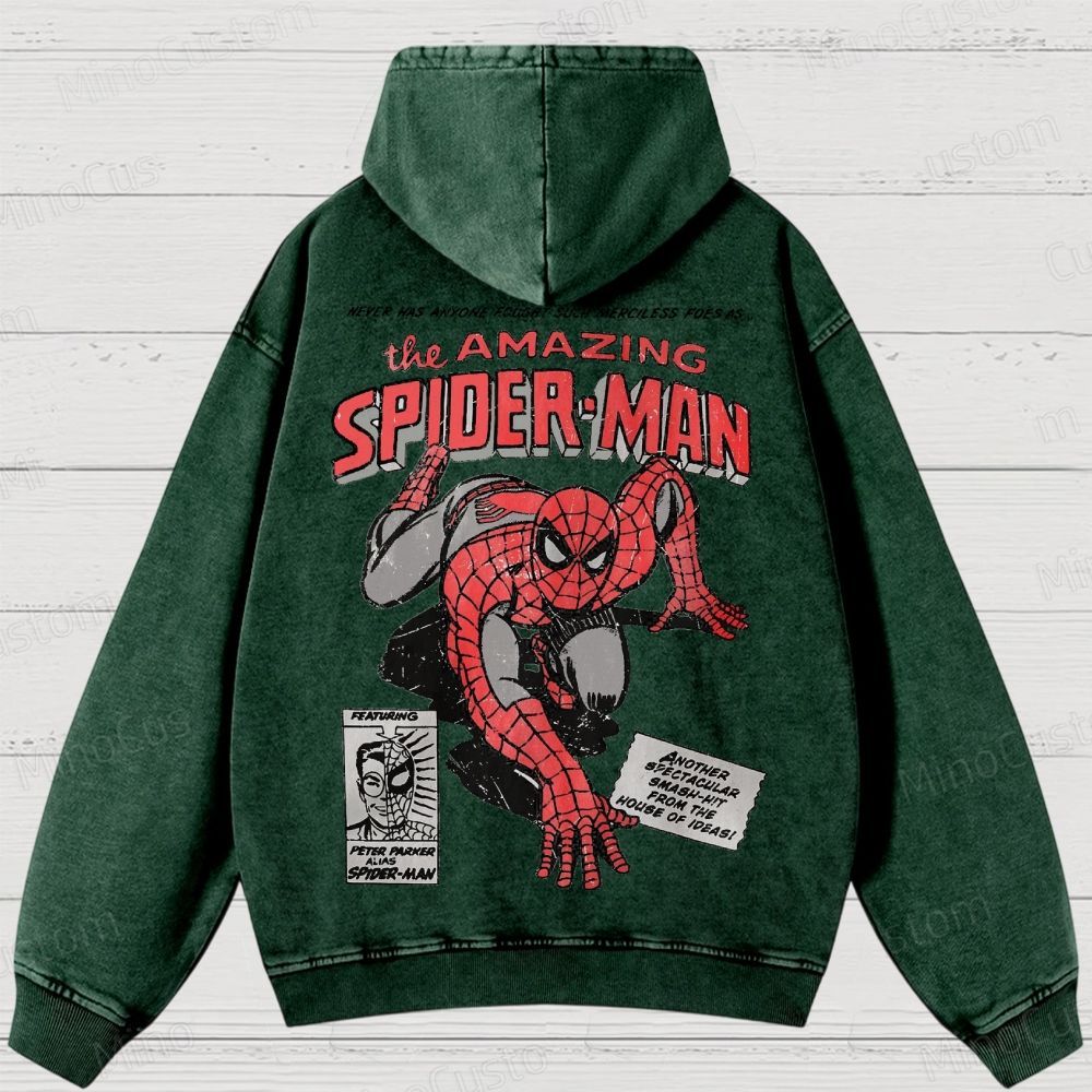 Vintage 90s Spider-Man Comic Washed Hoodies