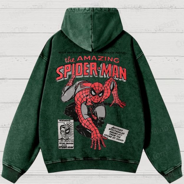 Vintage 90s Spider-Man Comic Washed Hoodies