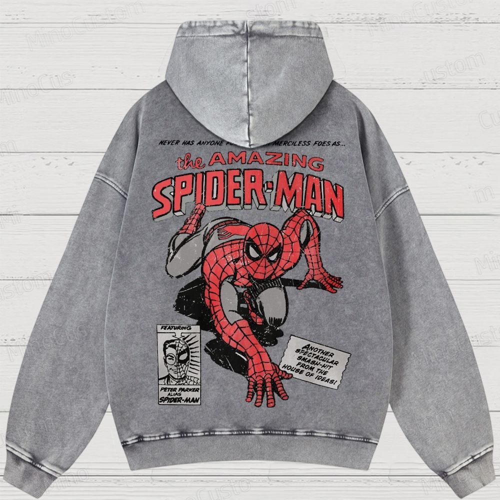 Vintage 90s Spider-Man Comic Washed Hoodies