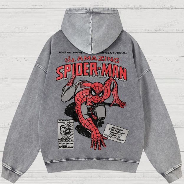 Vintage 90s Spider-Man Comic Washed Hoodies