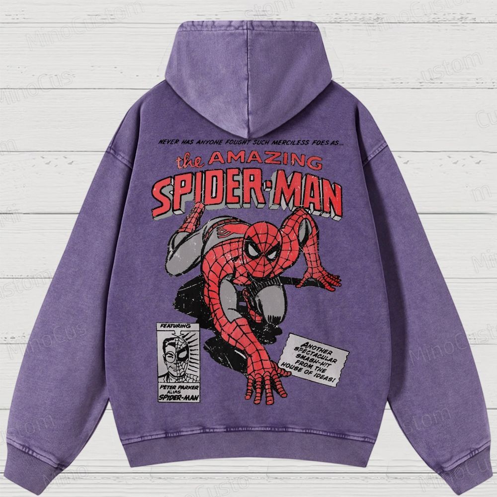 Vintage 90s Spider-Man Comic Washed Hoodies
