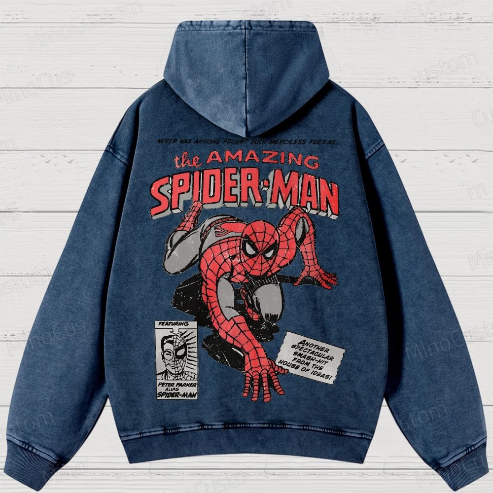Vintage 90s Spider-Man Comic Washed Hoodies