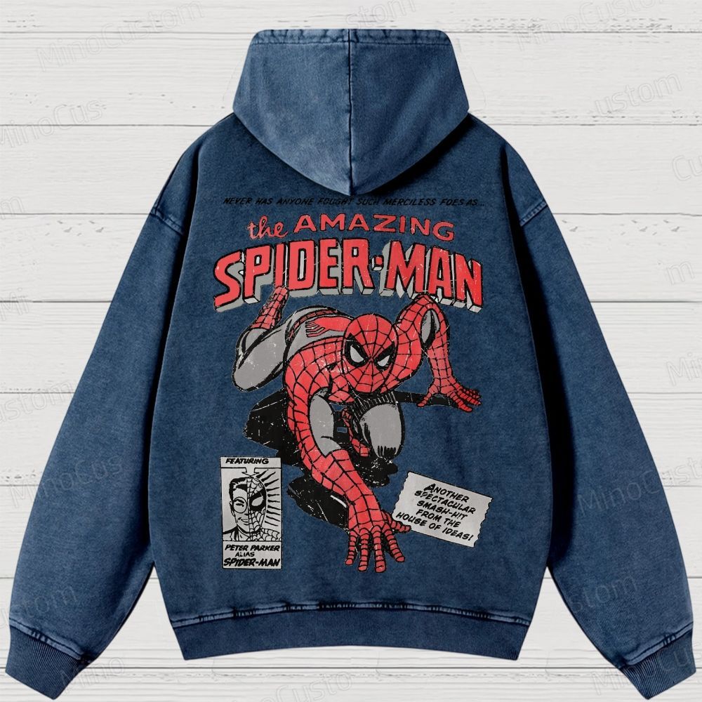 Vintage 90s Spider-Man Comic Washed Hoodies