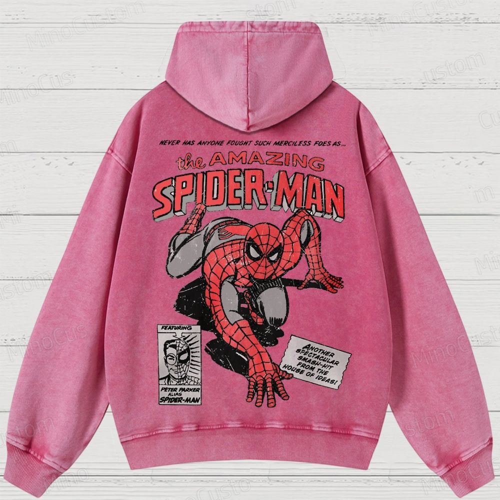 Vintage 90s Spider-Man Comic Washed Hoodies