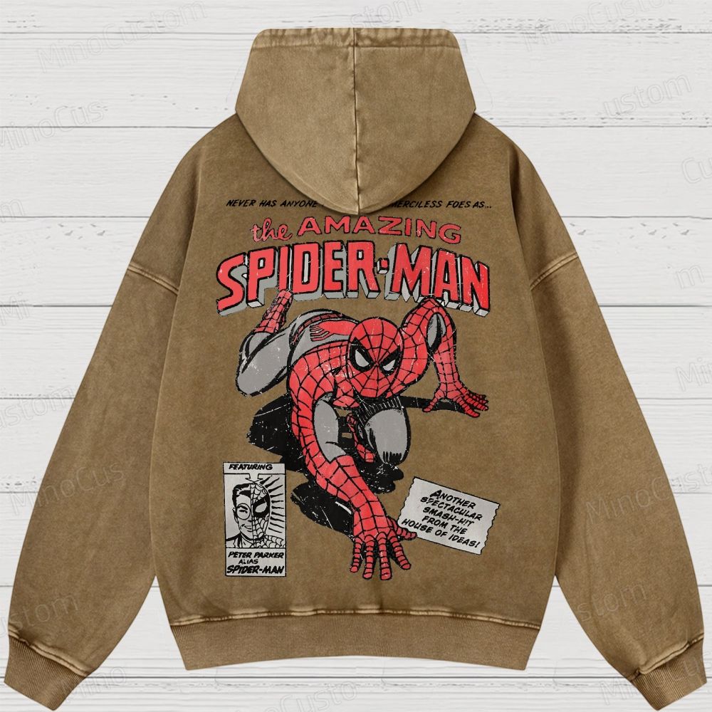 Vintage 90s Spider-Man Comic Washed Hoodies