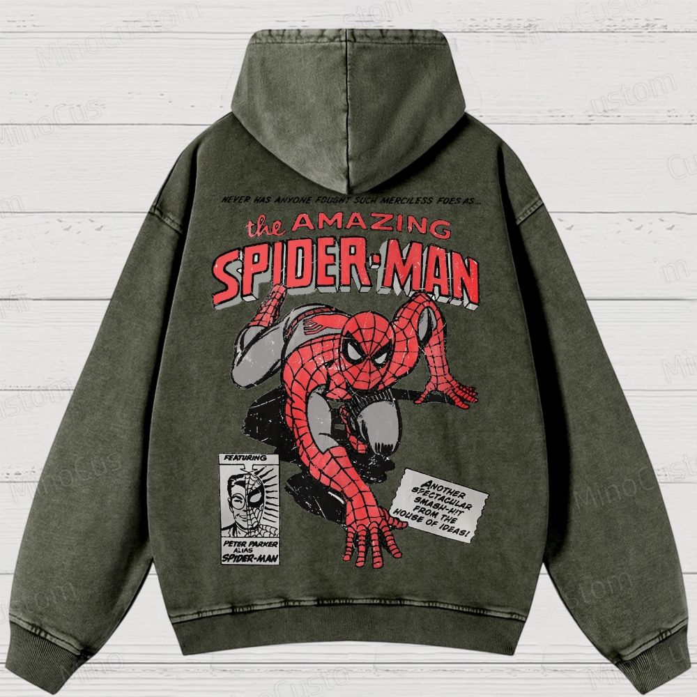 Vintage 90s Spider-Man Comic Washed Hoodies
