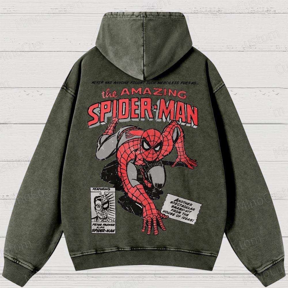 Vintage 90s Spider-Man Comic Washed Hoodies