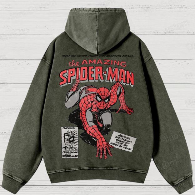 Vintage 90s Spider-Man Comic Washed Hoodies
