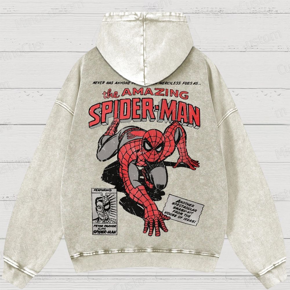 Vintage 90s Spider-Man Comic Washed Hoodies