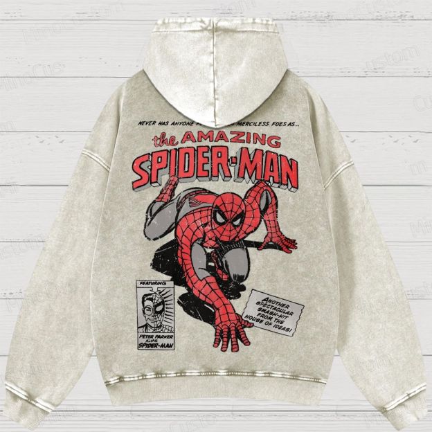 Vintage 90s Spider-Man Comic Washed Hoodies